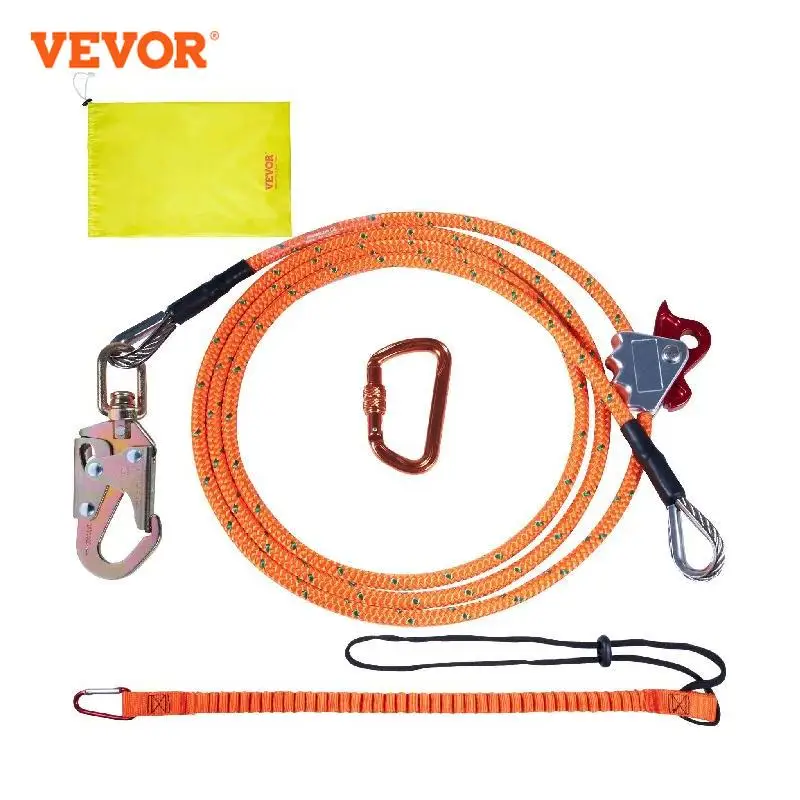 

VEVOR Steel Wire Core Flip Line Kit 25 KN Breaking Tension Solid Snap Hooks & Rope Grap for Arborists Tree Climbers Outdoors