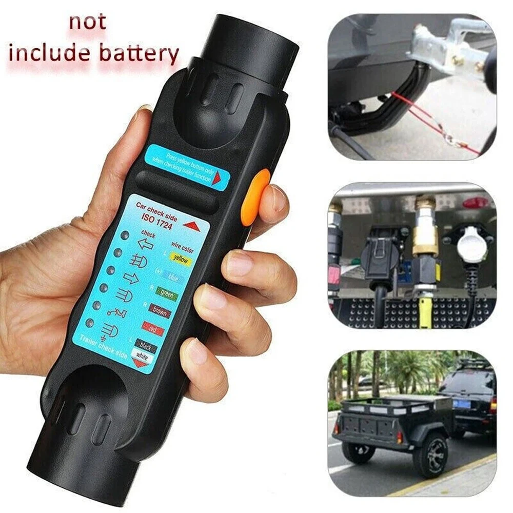 7 Pin Trailer Plug Tester 12V Car Trailer Light Circuit Tester Diagnostic Tool for Caravan RV Truck Trailer Connector Testing
