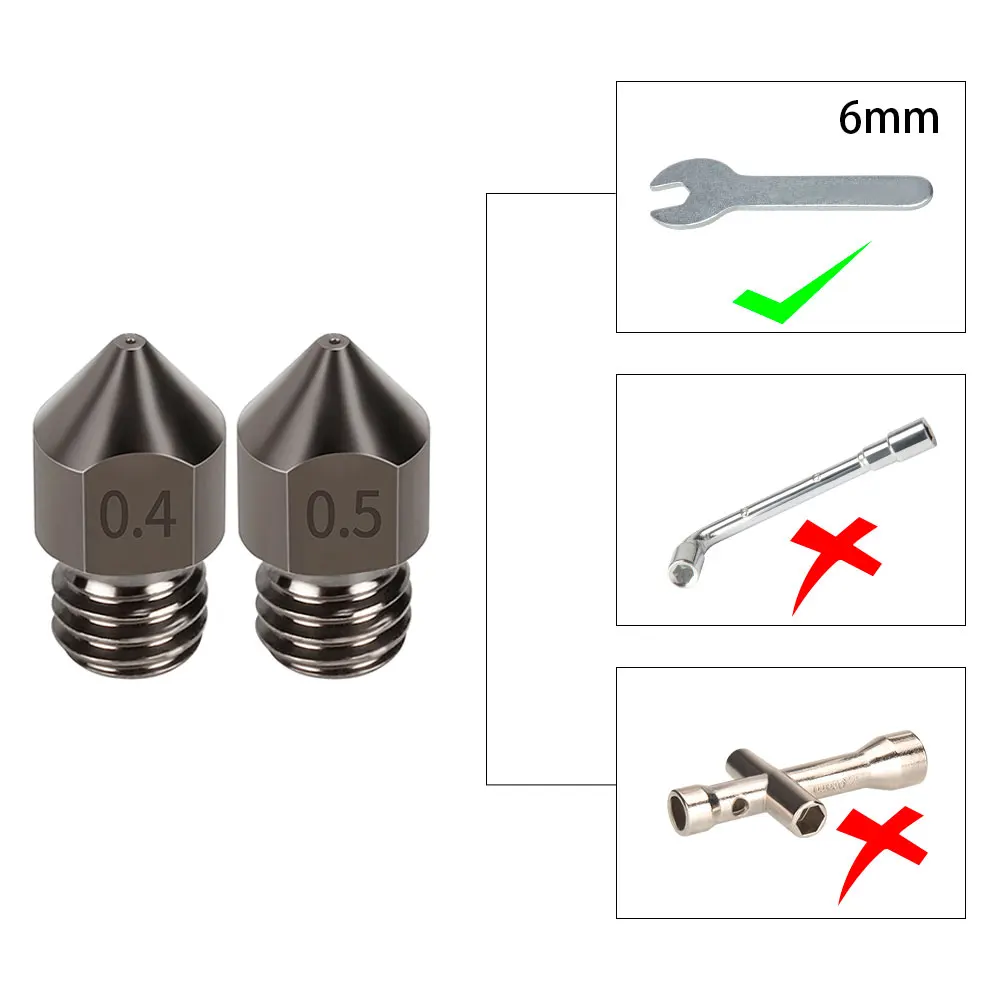 5/10PCS Nozzle Super Hard Steel Mold Corrosion Resistant Extruder Threaded 1.75mm 0.2mm 0.4mm 3D Printer for Ender 3 CR10