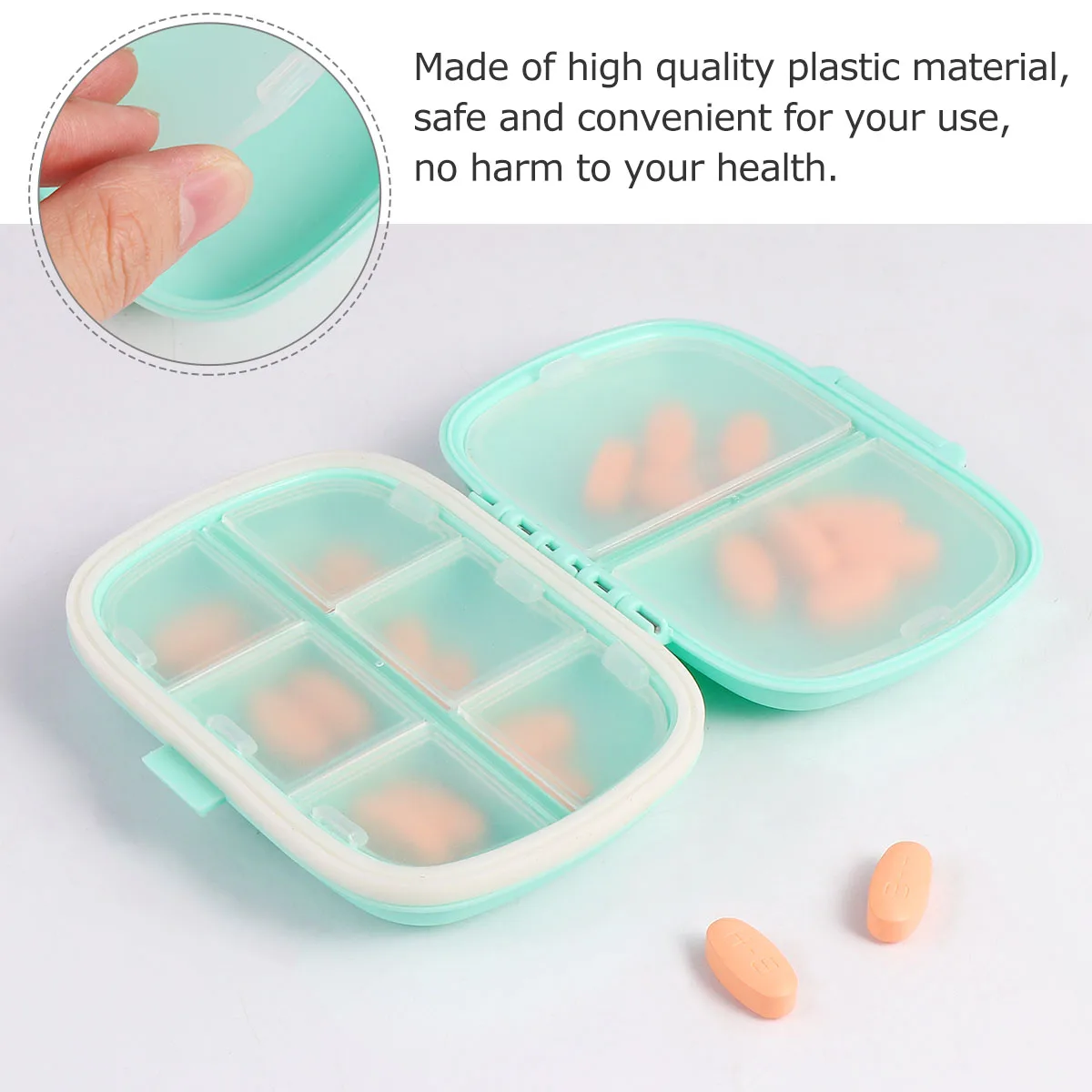 

4pcs Portable Medicine Holder 8 Grids Moisture-Resistant Pill Organizer Case Weekly Medication Storage Travel Pill Container