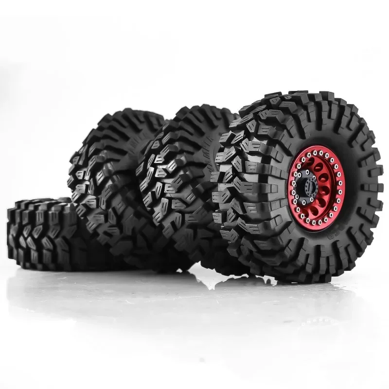 

4pcs 120mm Metal 1.9" Beadlock Wheel Rim Rubber Tire Set for 1/10 RC Crawler Car Trxs TRX4 RC4WD D90 Axial SCX10 II III MST