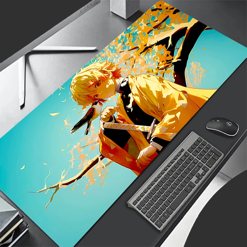 Mousepad Computer Gaming Accessories HD Keyboard Pad Office PC Rubber Mouse Pad Decoracion Desk D-demon Slayer Zenitsu Mouse Mat