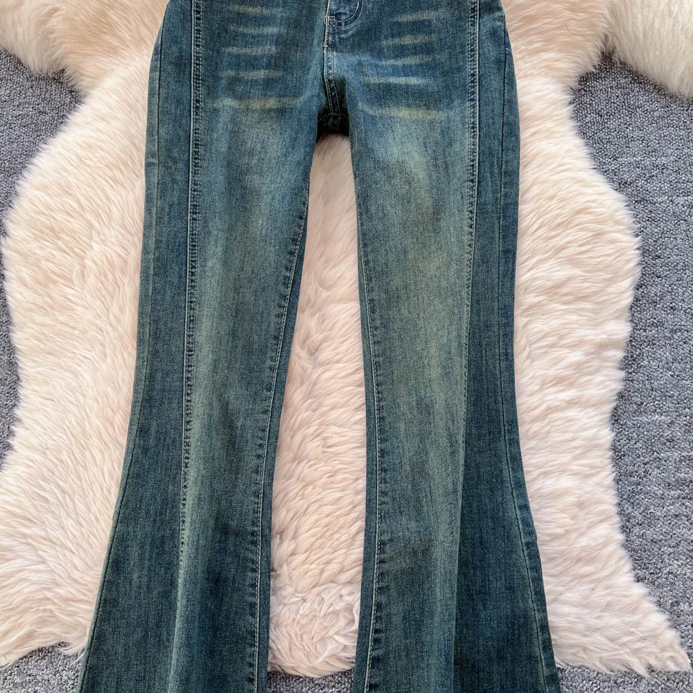 أنيقة عارضة المرأة أنيقة شرابة ضئيلة خمر السراويل عالية الخصر أزياء الخريف فام ملابس حريمي #6