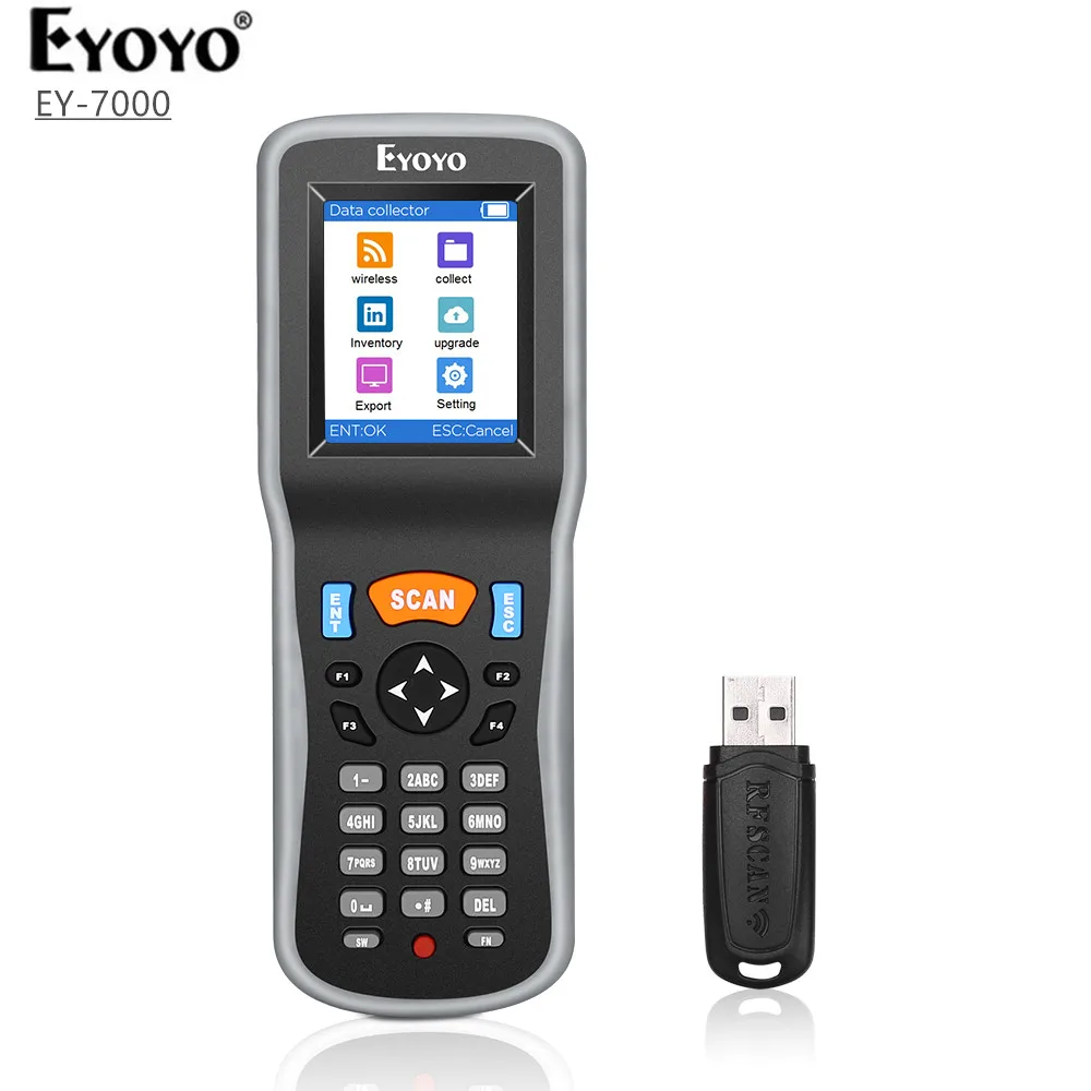 Eyoyo 2D Wireless Barcode Scanner Handheld Data Collector Inventory Counter Scanner LCD Screen Portable Bar Code Scanner