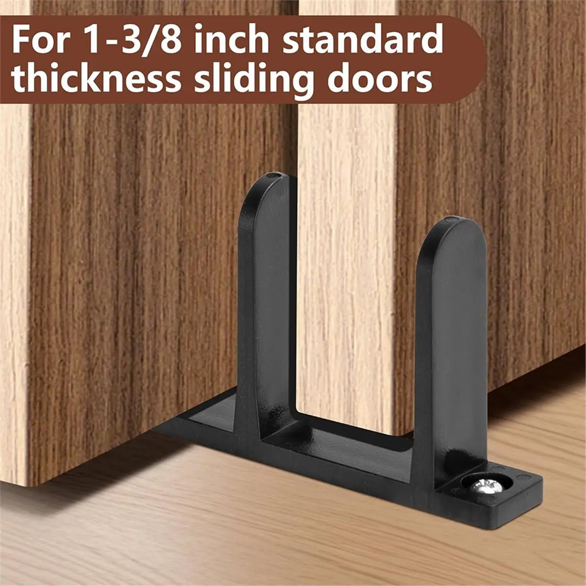 

4-Pack Sliding Closet Door Floor Guide - Universal Fit for 1-3/8" Thick Doors, Black with Installation Screws