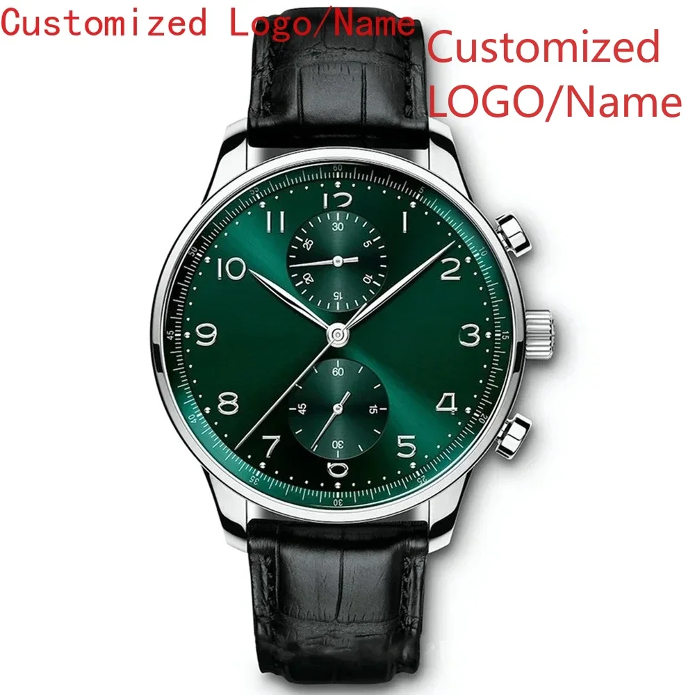 高級自動機械式時計メンズ腕時計ステンレススチールポルトガルローズゴールドブラックブルーレザーホワイトダイヤル