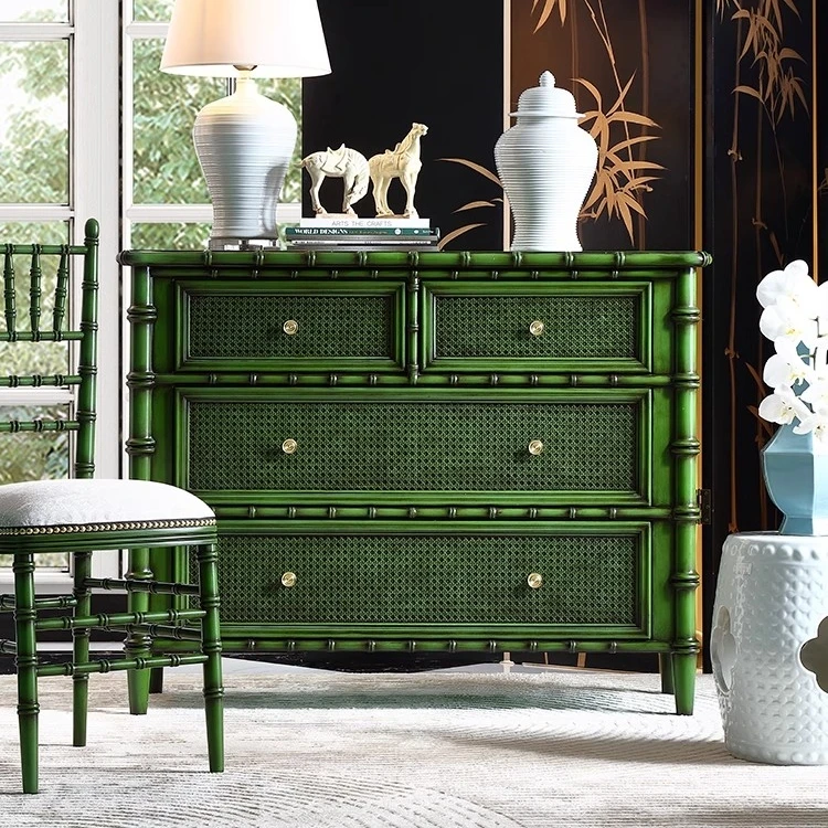 &c American Retro-Style Solid Wood Five-Drawer Cabinet French Designer Entrance Sideboard for Bedroom Balcony or Living Room