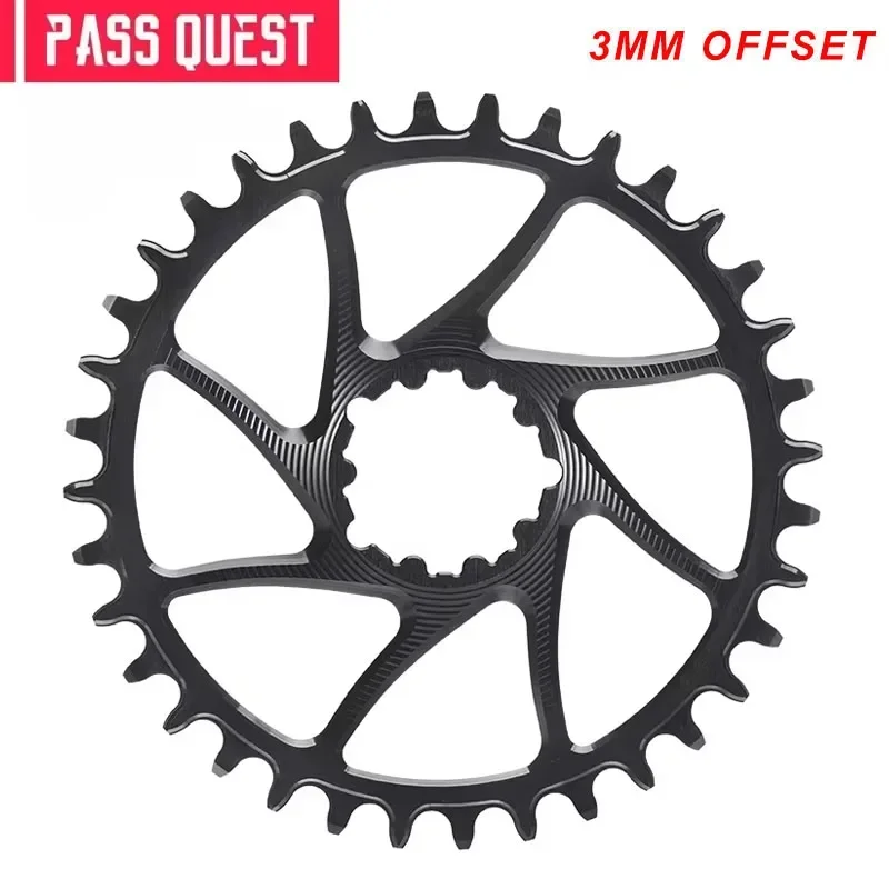 

PASS QUEST 3mm (offset) MTB Bike for GXP Round Crankset Narrow Wide Chainring Direct Mount 28-38T Support 10/11/12 speed chains