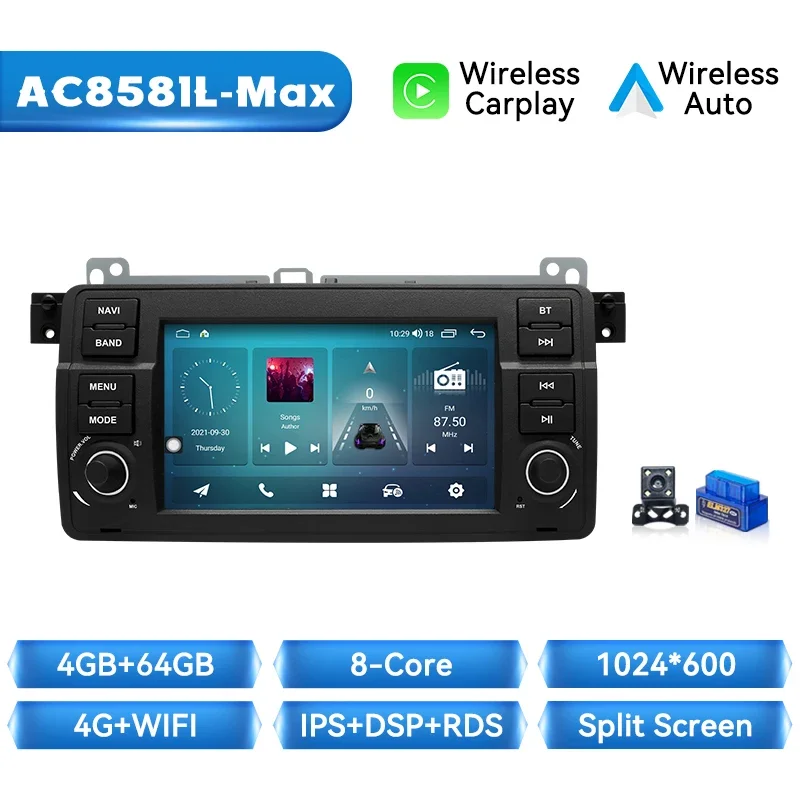 XONRICH AI Voice Android 15 autoradio voor BMW E46 M3 318/320/325/330/335 Rover 75 Coupé Multimedia GPS draadloze CarPlay AUTO GPS