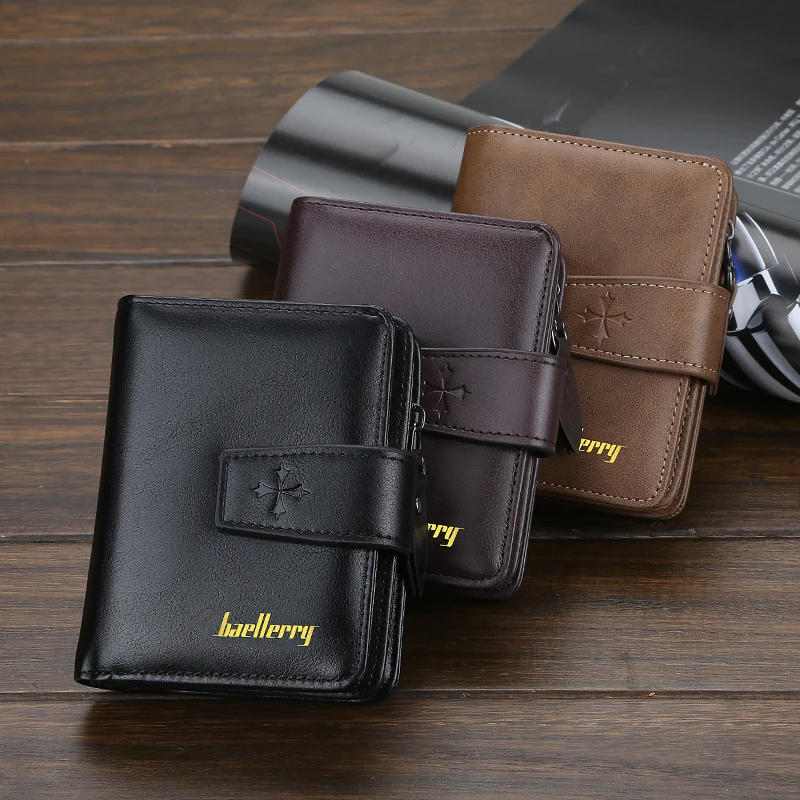 Trendige Herren-Geldbörse mit Schnalle, kurze Geldbörse im schlichten Street-Style, modisches Herren-Accessoire mit mehreren Kartenfächern, multifunktionale Herren-Geldbörse mit großem Fassungsvermögen. – Detail 13