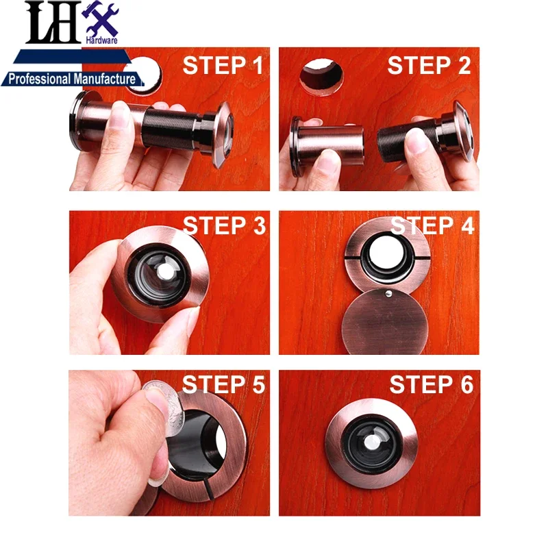 Door Peephole Viewers for Home Security 4 color 12mm Diameter 35-50mm Thickness Gate Hardware DIY YP291 h