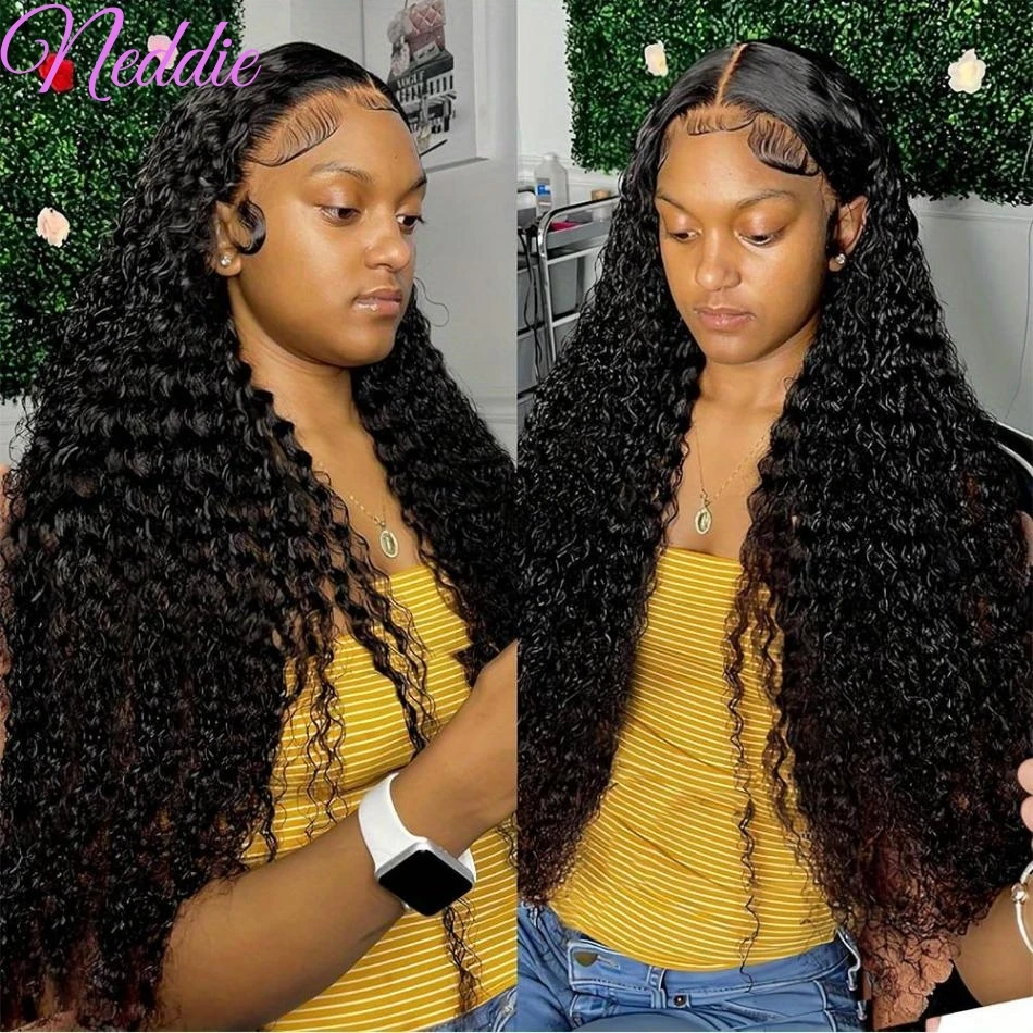 Water Wave Lace Frontal Wig 13X4 13x6 Hd Lace Front Wigs 30 40 Inch Curly Wigs Human Hair Brazilian Preplucked For Women