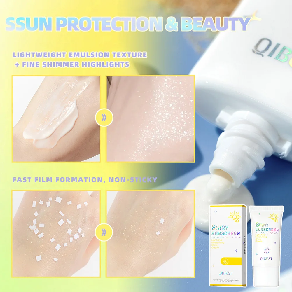 

Блестящий солнцезащитный крем с мерцающим солнцезащитным кремом SPF30 для лица и тела, перламутровый осветляющий праймер, солнцезащитный крем