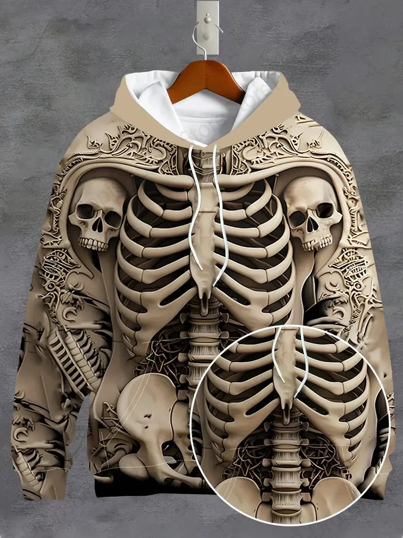 هالوين الجمجمة هوديس البلوز الرجال النساء موضة هوديس الهيكل العظمي ثلاثية الأبعاد طباعة رجالي هوديي المتضخم الملابس الخريف الشتاء جديد
