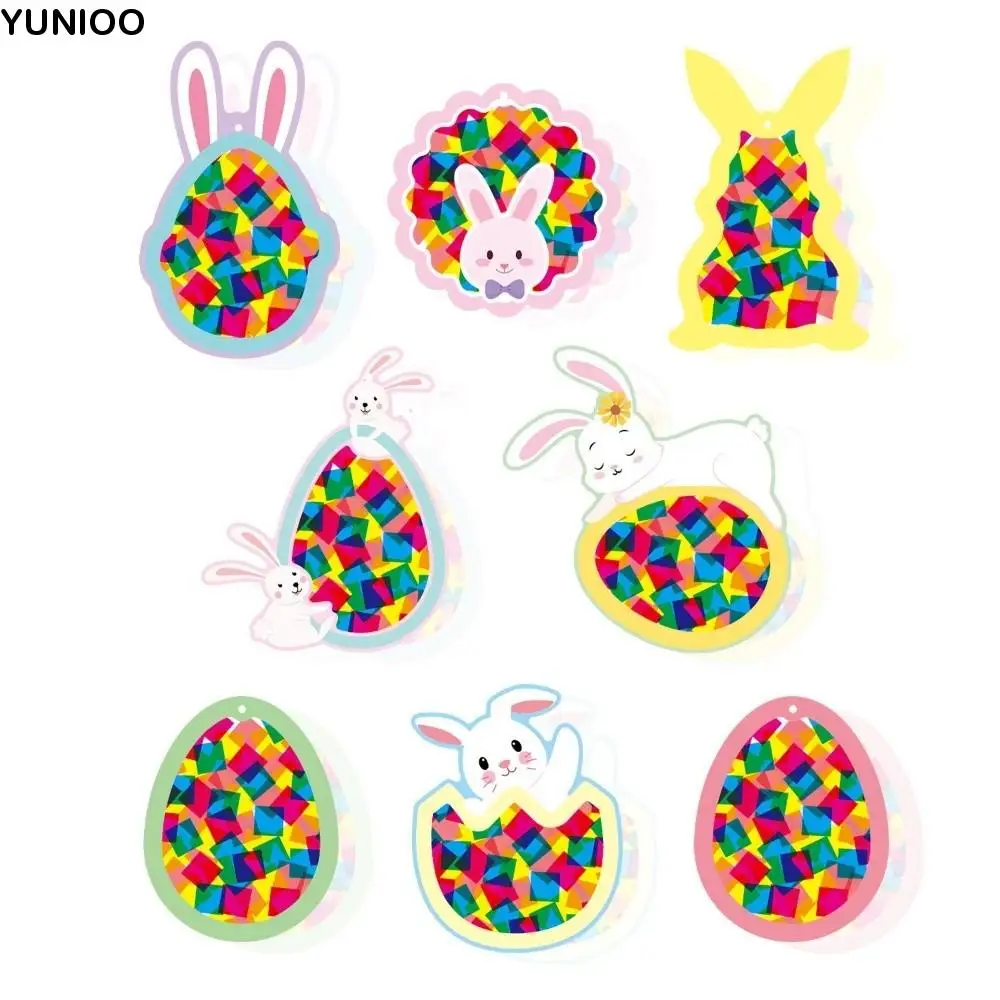 

Creative Paper Cutting Kit Ability Training Colorful Easter Decoration Portable Interactive Window Cling Kit Home Glass Window