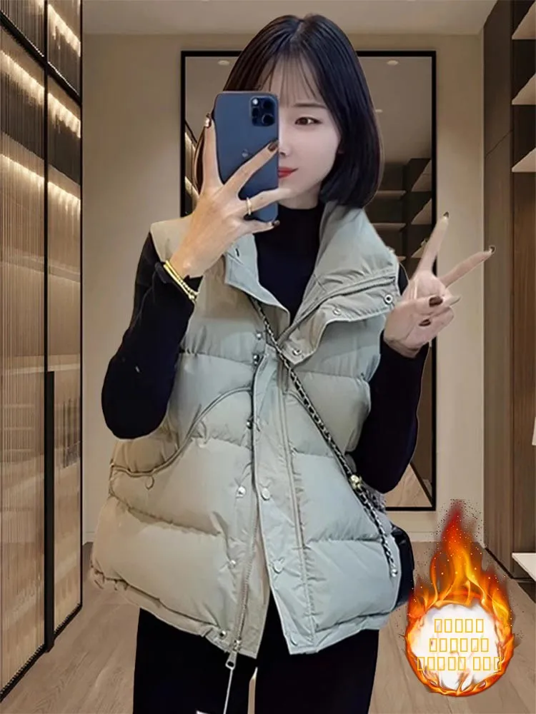 

Women's ort Thiened Cotton Vest 2025 Winter Faion Warm Casual Korean Sle Bread Clothes Student Trendy Jaet