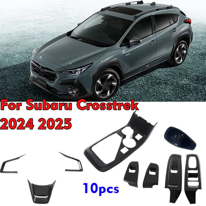

10Pcs Carbon Fiber Car Interior Kit Cover Trim For Subaru Crosstrek 2024 2025
