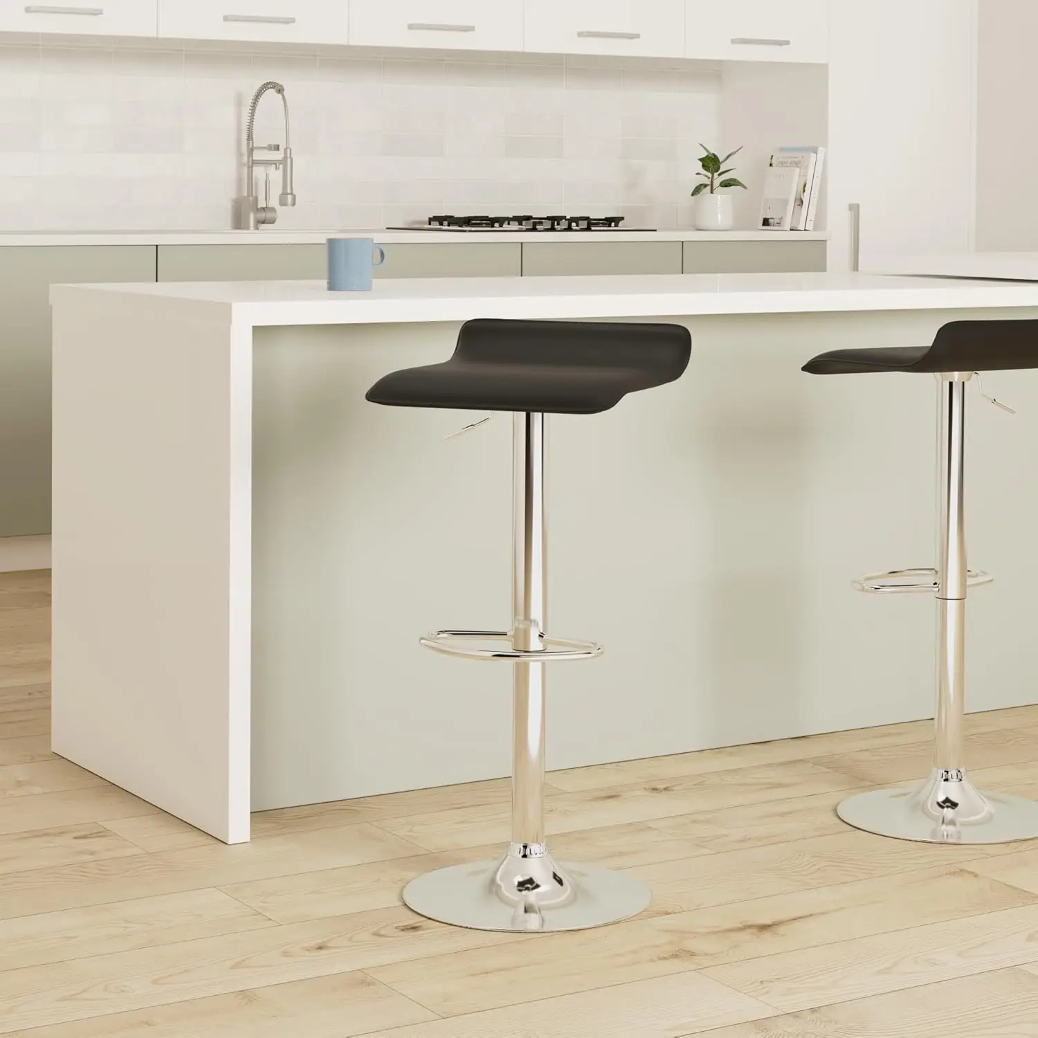 Bar Stools Set of 2, Swivel Adjustable Contemporary Bar Chairs, Modern Backless Hydraulic Counter Bar Stools, Custom