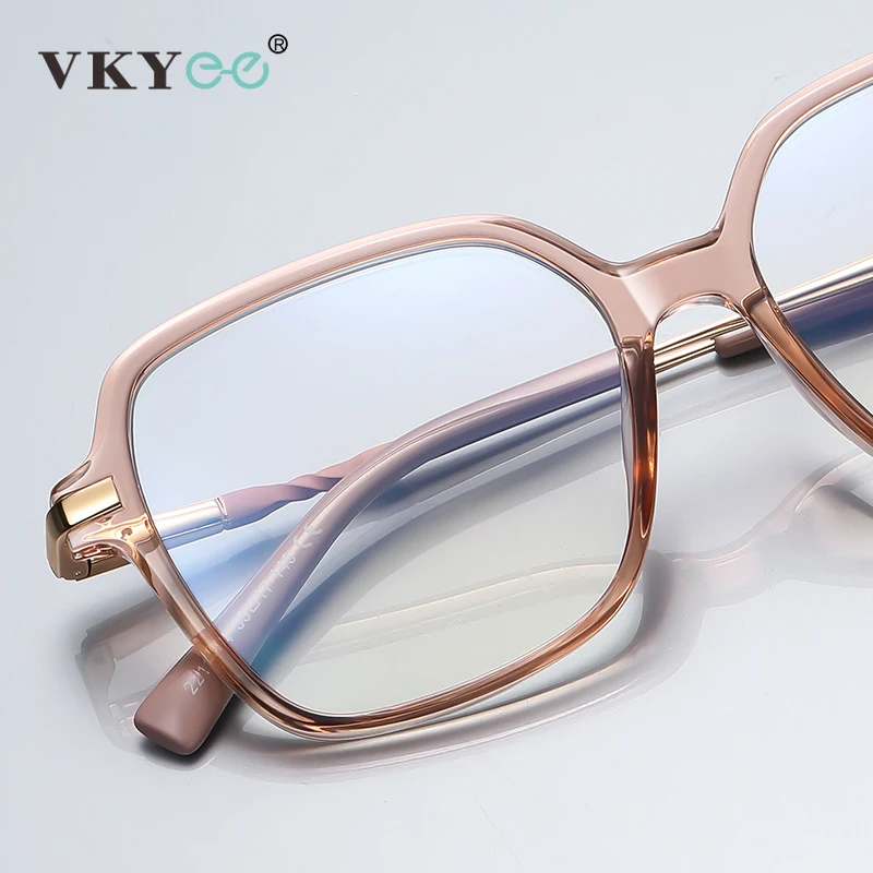 VKYEE Classic Retro Large Framed Glasses Anti-Blue Light Glasses Photochromic Customizable Prescription Glasses PFD2211