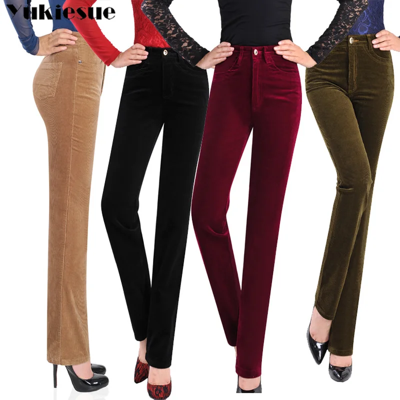 Autumn Women Corduroy Pants Pantalon Mujer high Waist straight Pants clothes 3XL Casual Sweatpants Trousers Loose Pants female