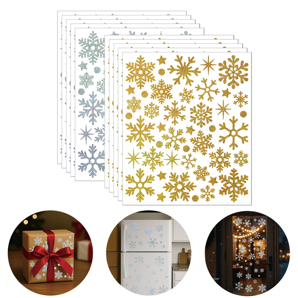Runtowo5Pcs Christmas snowflake stickers for winter party decorations, suitable for Christmas 2025 and New Year 2026 decorations