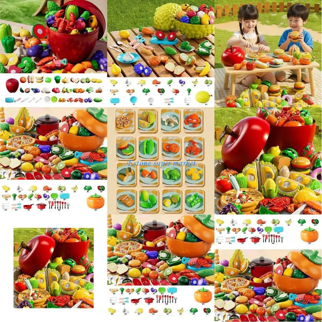 090B เด็กวัยหัดเดินผักผลไม้ Pretend Play ของเล่นตัดของเล่นเพื่อการศึกษาอาหาร