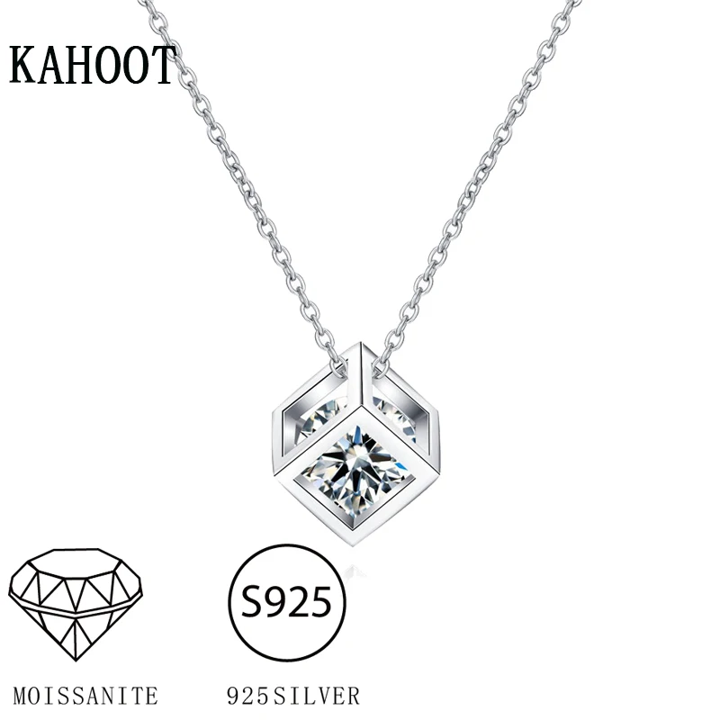 925 Sterling Silver 1 Carat Moissanite Rubik's Cube Necklace Niche Design High Fashion Cute Girlfriend Souvenir Birthday Gift