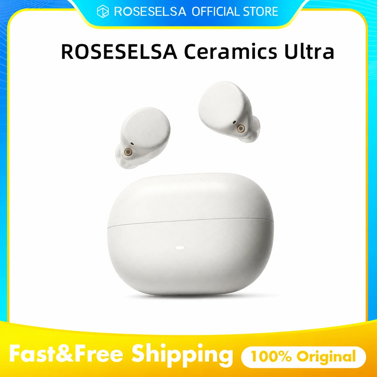 ROSESELSA Ceramics Ultra Wireless Earbuds 50dB Hybrid ANC HiFi Earphones LHDC LDAC 4Mic AI Noise Reduction 40H Battery