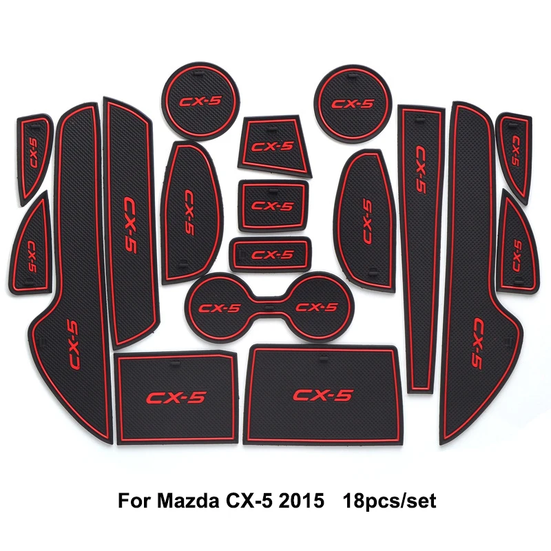 For Mazda CX-5 CX5 CX 5 2013-2018 18pcs Rubber Mat Door Mat Anti-slip Cup Pad Interior Decoration Accessory Gate Slot Pad