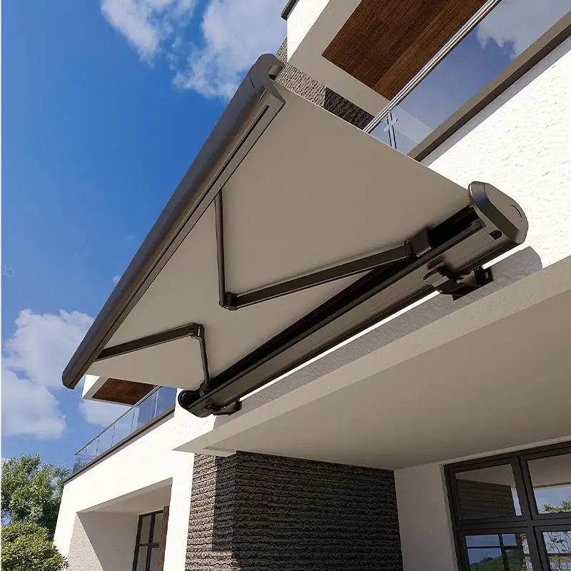 Villa Large Size Luxurious Leisure Sunshade Affordable Electric Intelligent Awning Install Against The Wall High Quality Canopy