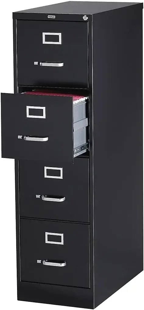 204082 4-Drawer Vertical File Cabinet Locking Letter Black 25-Inch D (25164D)