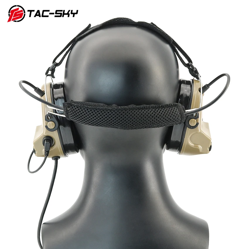 TAC-SKY Tactical TACSKYC2 Noise Cancelling Headset Hearing Protection Walkie Talkie Headset and Tactical U94 Ptt for Airsoft