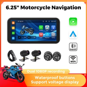 Taşınabilir 6.25 inç ıp67 su geçirmez dıp67 água, motosiklet gps, kablosuz carplay android oto araba dvr sürücü kaydedici ile bisiklet, monitör, wi-fi Panel, bisiklet, off-road'da ilk 10 satış-no. 6