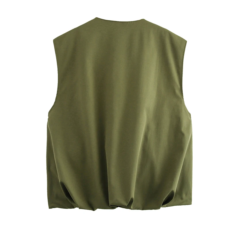 YENKYE – gilet solide à la mode et polyvalent pour femmes, col rond, sans manches, fermeture éclair sur le devant, manteau ample décontracté, vêtements d'extérieur d'automne