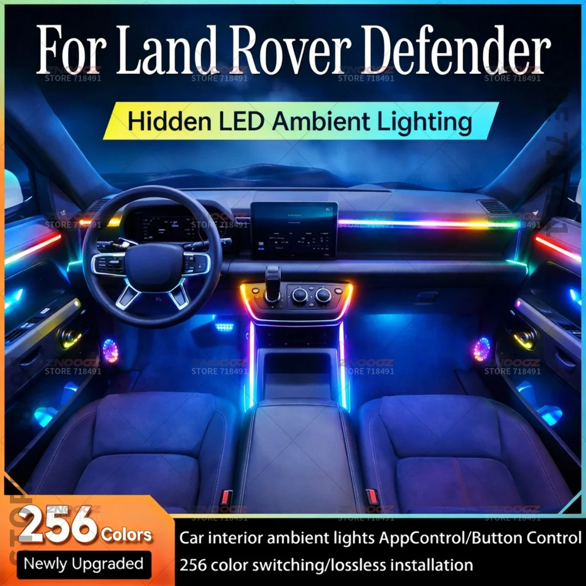 22in1 RGB Car Interior Acrylic Car Ambient Lights RGB Hidden Acrylic Strip Decoration Atmosphere Accessories For Defender