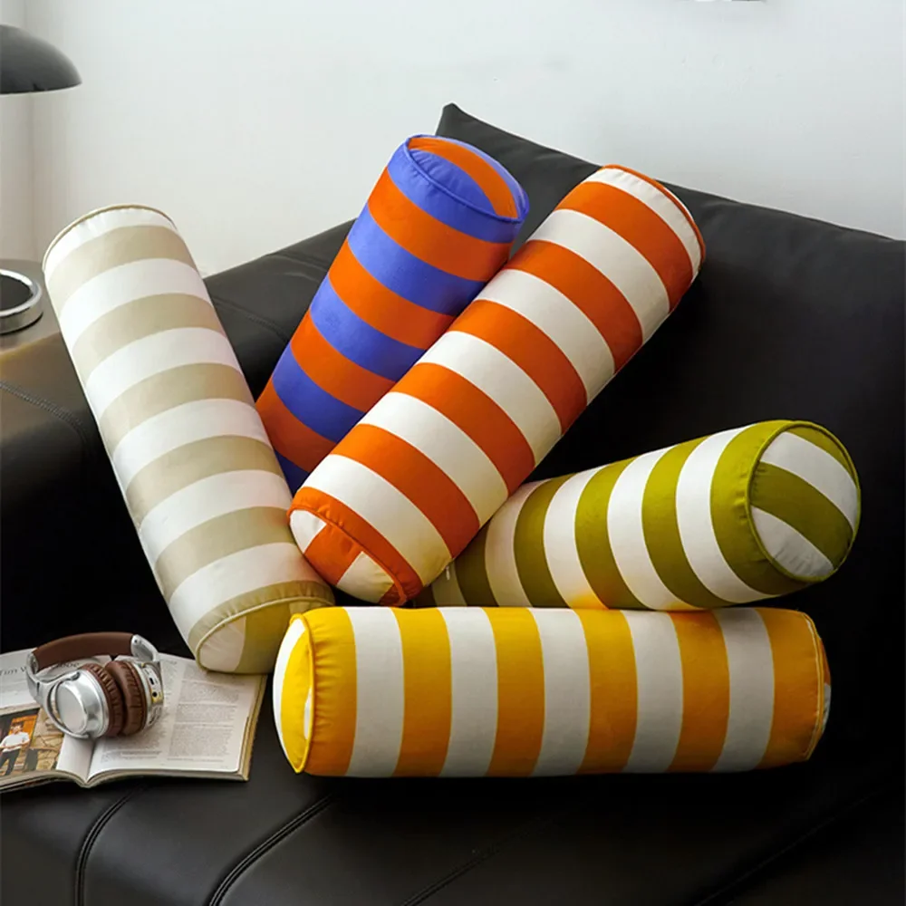 Candy Bedside Back Pillow Cylindrical Shape Stripe Nap Pillow for Home Traveling Living Room Bedroom Office Sofa Throw Pillow 5