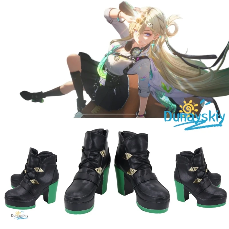 

Lynae Ankle Boots Block Heel Cosplay Shoes for Wuthering Waves Men Women Halloween Role Play