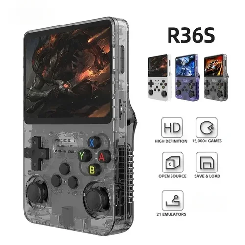 Consola de videojuegos portátil Retro R36S de 128G, sistema Linux, pantalla IPS de 3,5 pulgadas, reproductor de vídeo portátil de bolsillo R35s Pro, juegos de 64GB