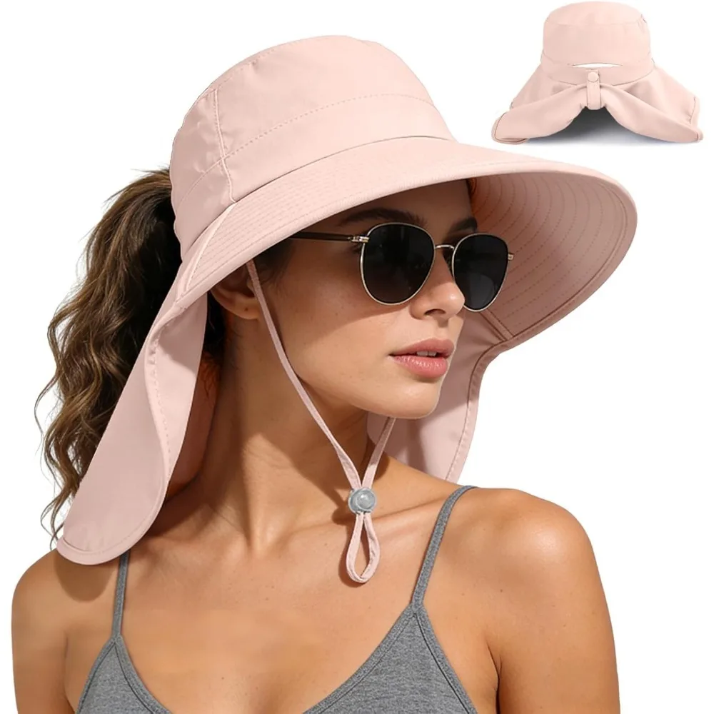 

Women's Breathable Wide Brim Foldable Outdoor Ponytail Sun Hat, Suitable for Beach Vacations Outdoor Hiking Mountain Climbing