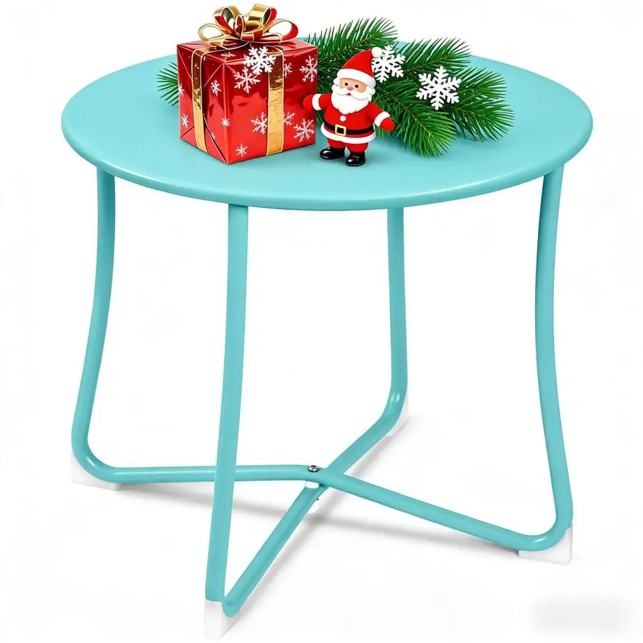 

Маленький приставной столик для патио, уличный, водонепроницаемый, круглый, металлический, стальной, устойчивый к непогоде, портативный, для сада, балкона, двора