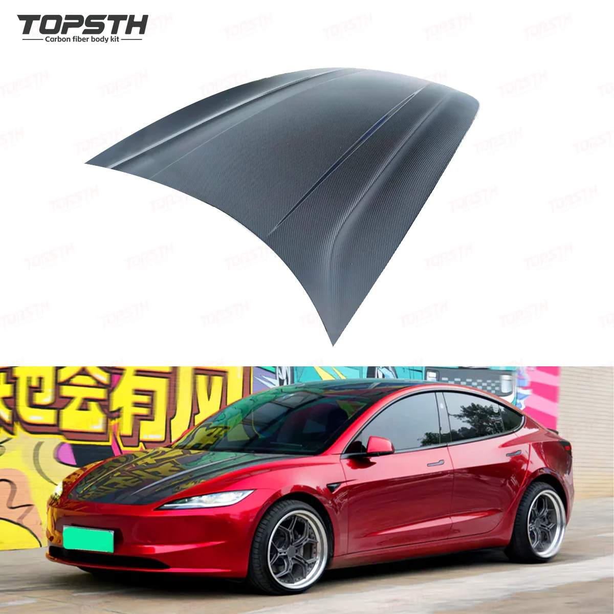 

Cyber Dry Custom Lightweight Carbon Fiber Hood for 2024+ Tesla Model 3 Performance Upgrade Engine Cover New Condition