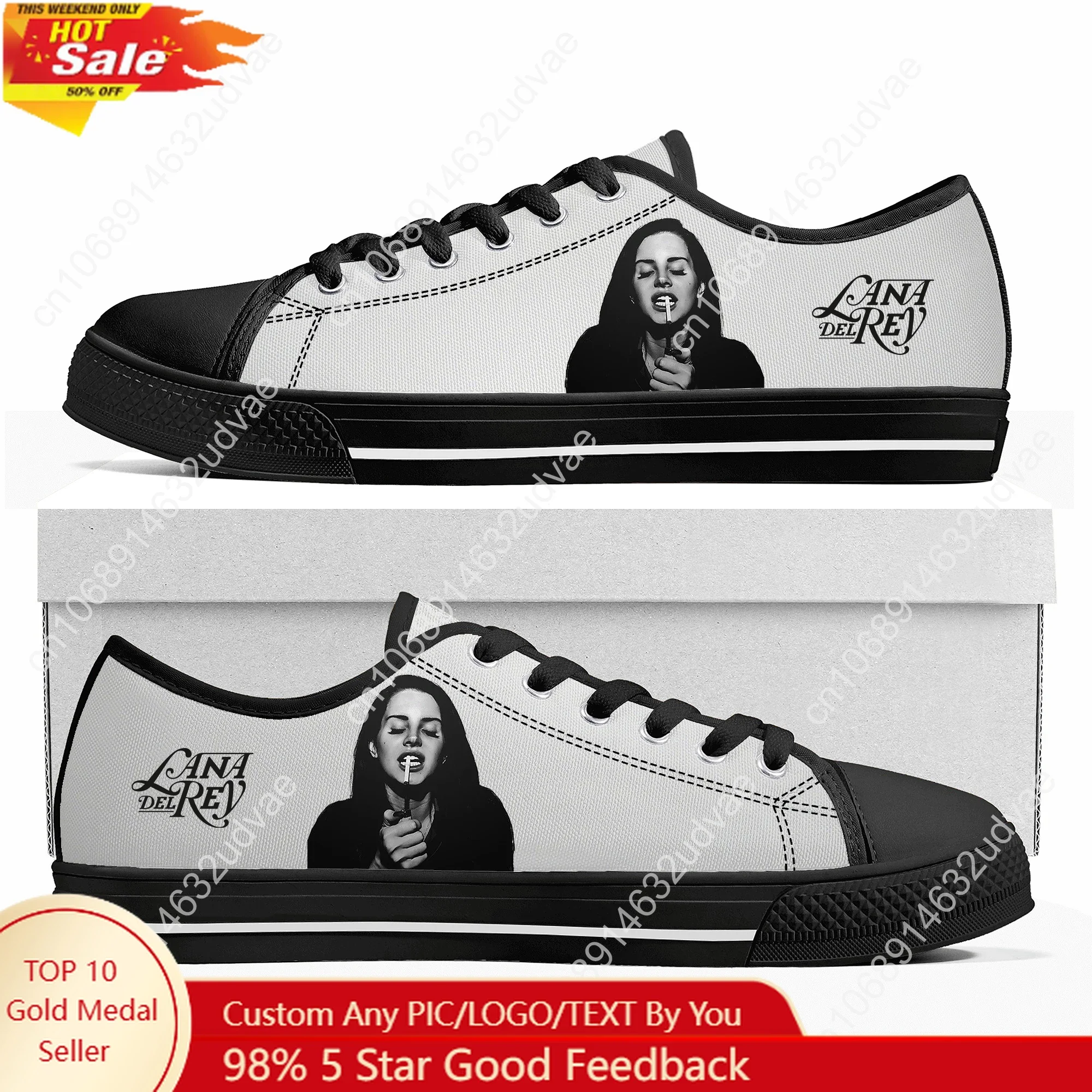 

Lana Del Rey Singer Low Top Shoes Man Woman Teenager Canvas Casual Sneaker Durable Sneakers Couple Footwear Custom Shoe Black