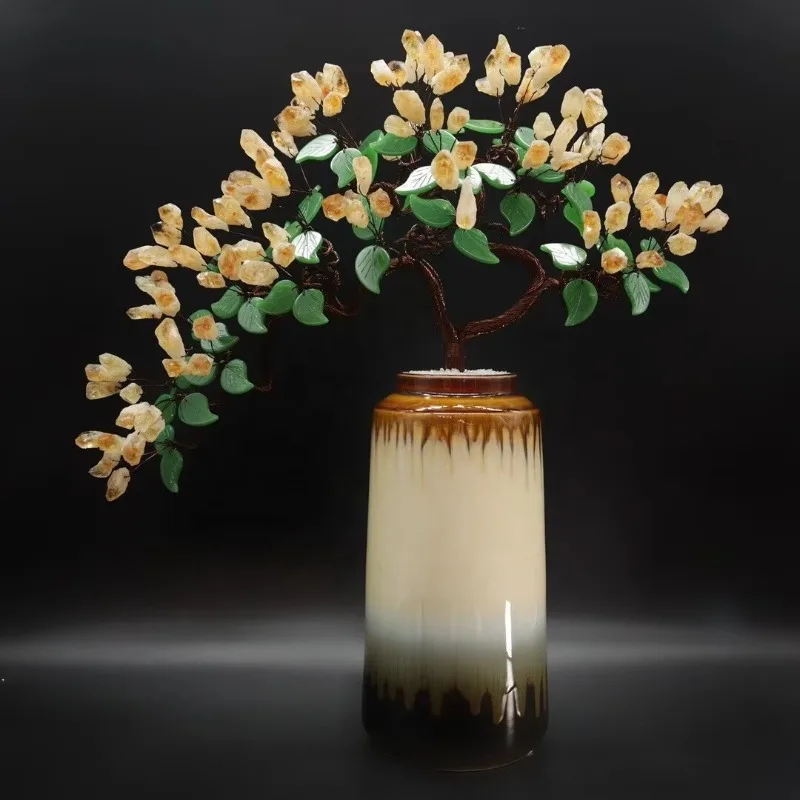 Topaz Fortune Tree Resin Money Tree Decorative Yellow Crystal Money Tree