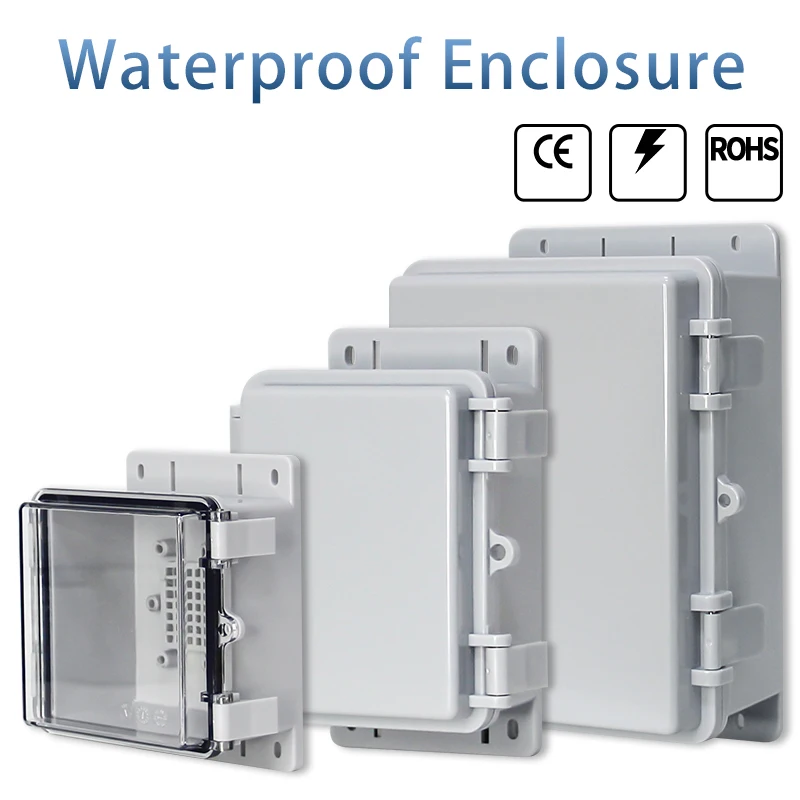 Caja de Conexiones Impermeable IP66 de ABS con Orejetas y Cierre de Bisagra, Caja de Distribución de Energía Electrónica para Proyectos Eléctricos