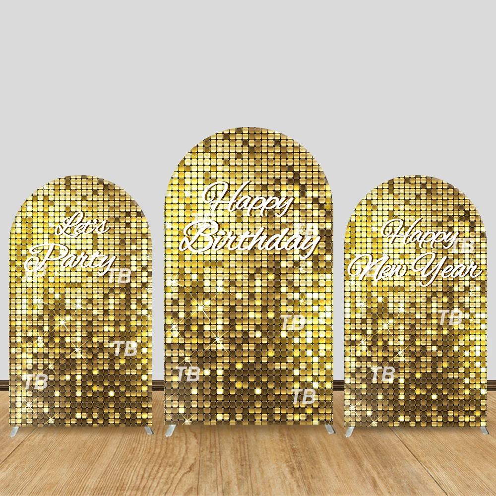

Gold Sequin Arch Backdrop Cover Happy Birthday New Year Party Decor Photo Booth Supplies