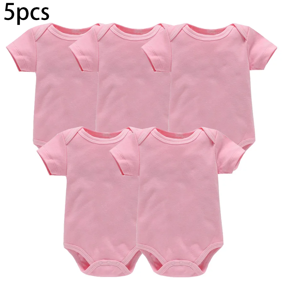 

3/5piece Baby boys Rompers cotton solid Unisex Baby Clothing Sets Pink kids jumpsuits