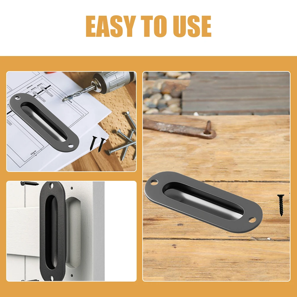 

Round Pocket Door Pull Black Handles 201 Stainless Steel Modern Cabinet Hidden Handles Concealed Pocket Door Handle Recessed