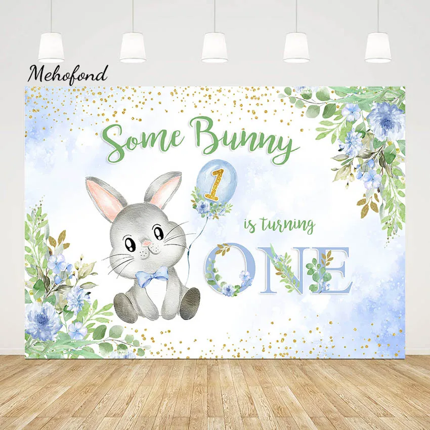 Mehofond Photography Backdrop Newborn First Birthday Party Portrait Rabbit Bunny Boy is Turning One Background Decor Photocall