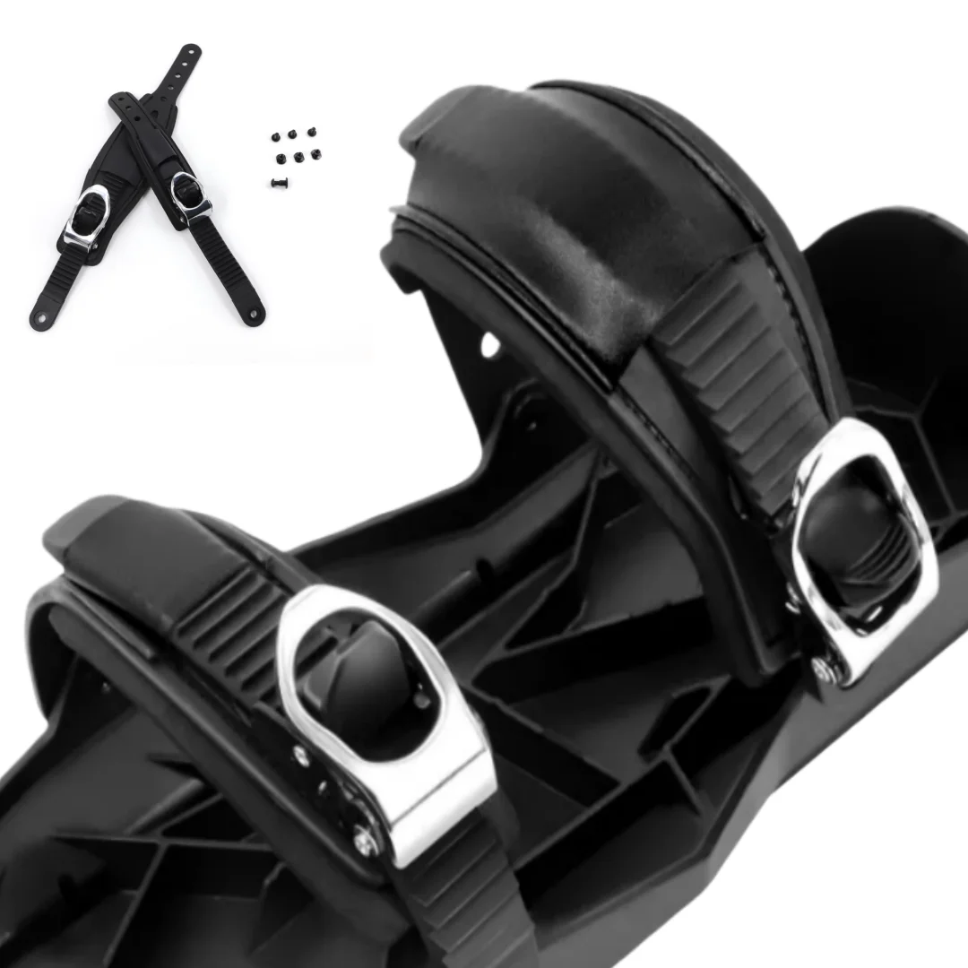 Adjustable Ski Strap Binding Attachment for Multiple Occasions With Ratchet Tongue Ladder to Secure Shoelaces