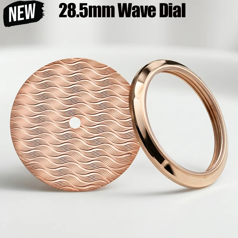 28.5mm Dial For NH35/36 Sterile Pure for Seiko Wave Embossed Texture Dial for NH35/36 8215 ETA 2824 Automatic Movement Mod Parts